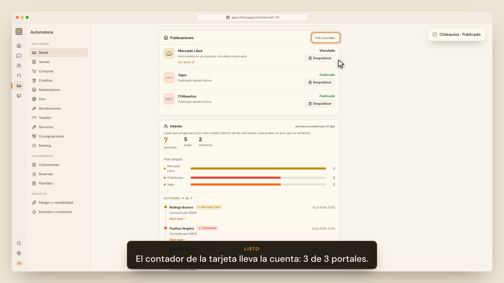 Tarjeta de publicaciones con los portales