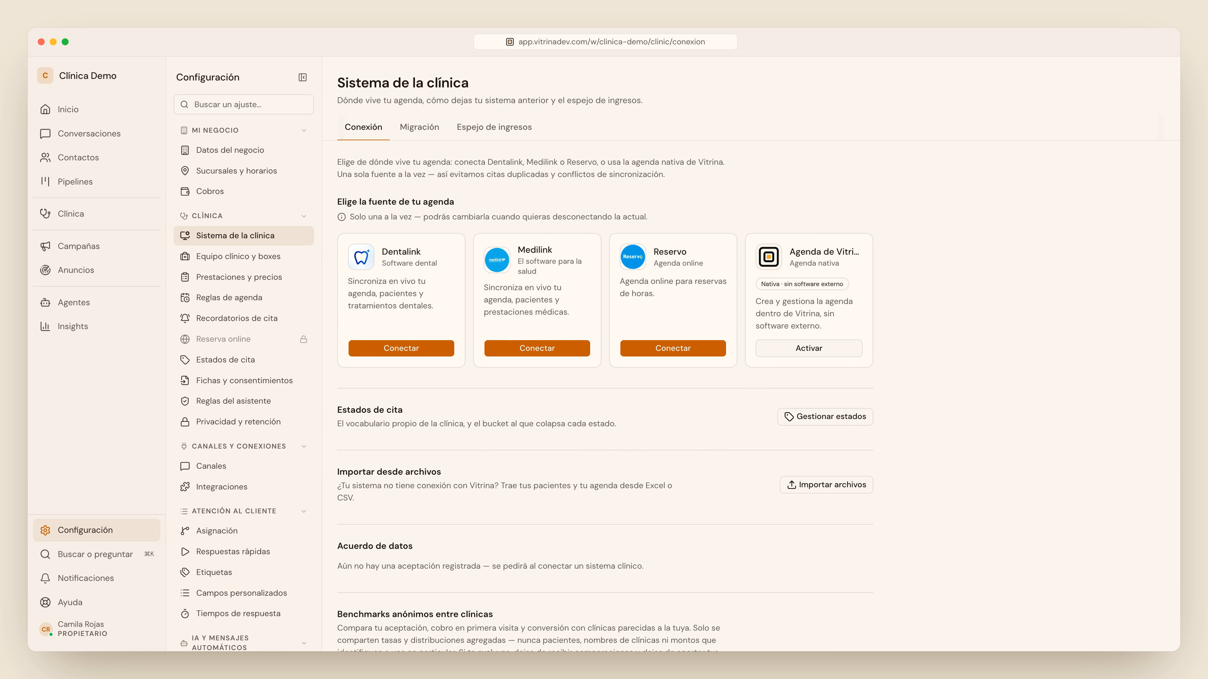 Conexión, antes de conectar: las tarjetas Dentalink, Medilink, Reservo y Agenda de Vitrina
